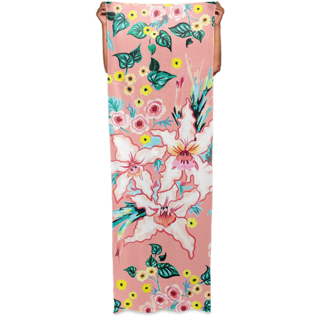 Tropical hand-painted pink lily coral floral