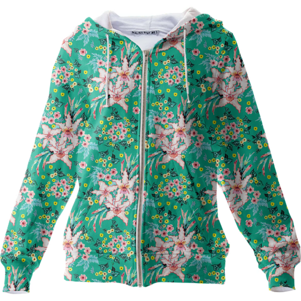 Tropical Lily pink and teal floral