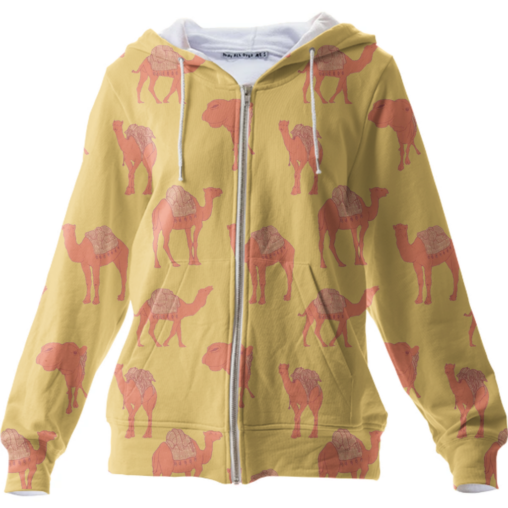 "CAMELS" pattern zip-up hoodie