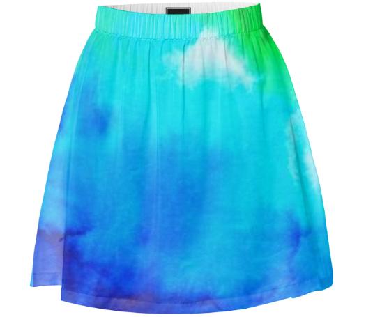 Blue and Green Watercolor Summer Skirt