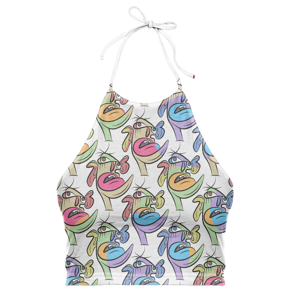 Multi color scrub halter top