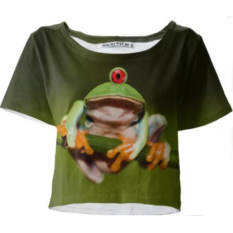 Funny Conceptual Cyclopic Frog Cropped Tee