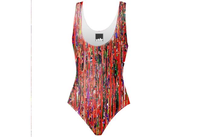 Red Paint Splatters One Piece Swimsuit