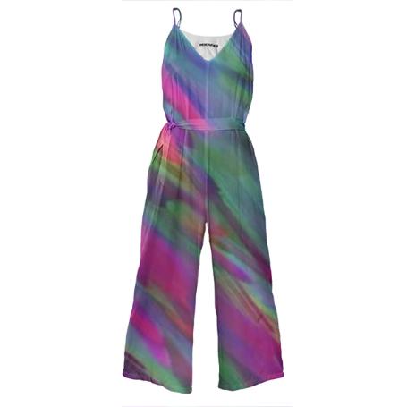 Colorful digital art splashing G400 TIE WAIST JUMPSUIT