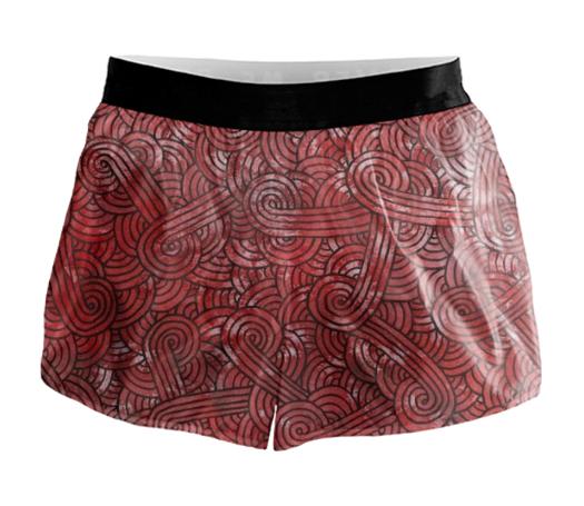 Red and black swirls doodles Running Shorts