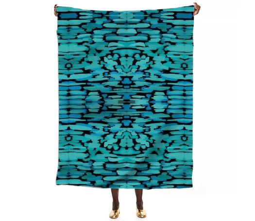 Turquoise Ikat Silk Scarf by Amanda Laurel Atkins