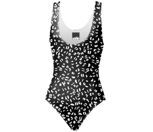 Leopard Skin Black and White Swimsuit