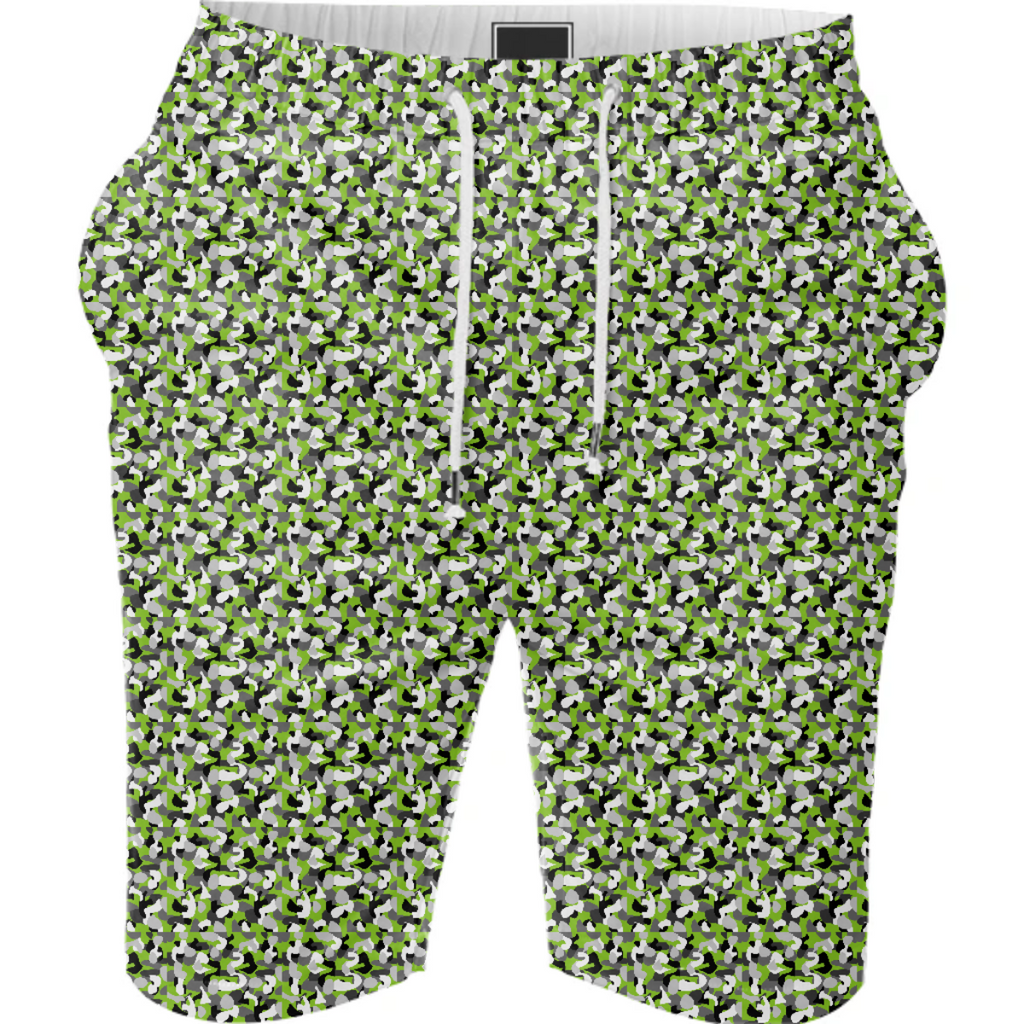 LIME CAMO SUMMER SHORTS