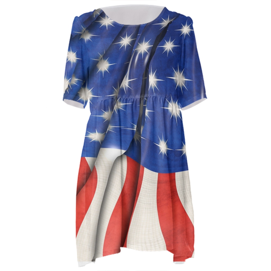Windy American Flag Babydoll Dress