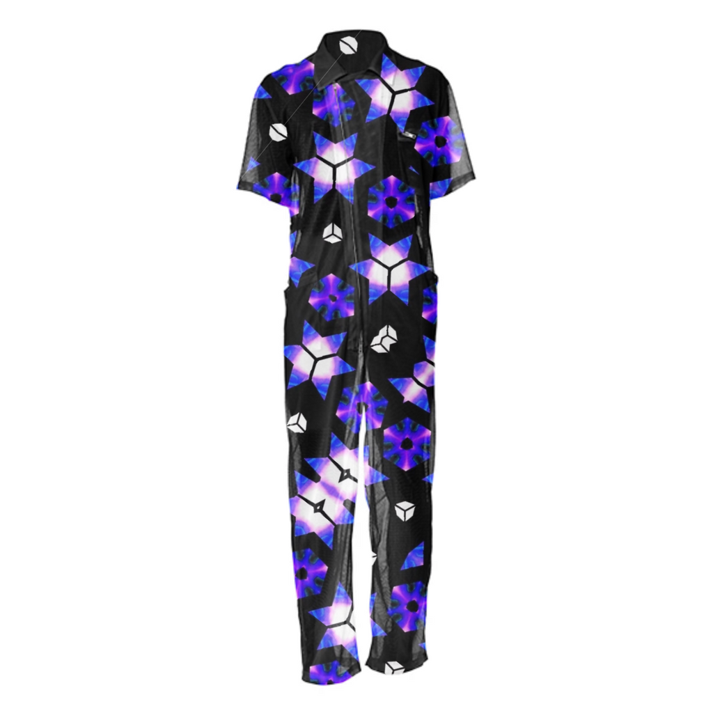 tile 2 mesh jumpsuit purple