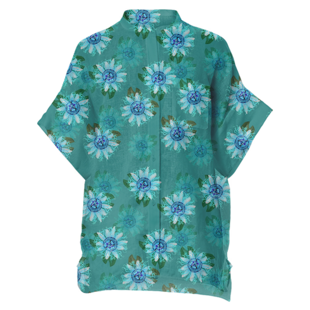 linen teal passionflower