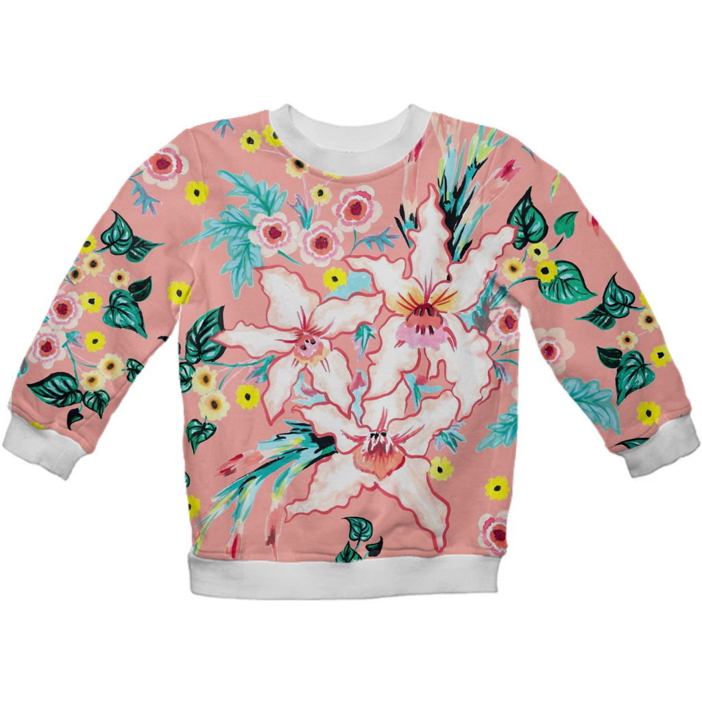 Tropical hand-painted pink lily coral floral