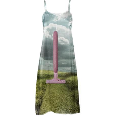 Surreal Conceptual Shaved Grass Slip Dress