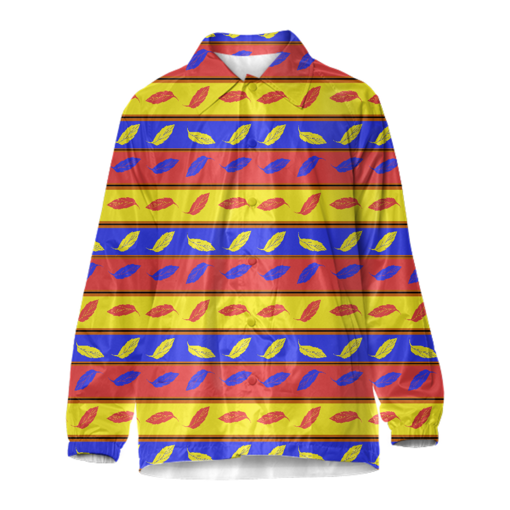 Red Yellow Blue Leaves Coach Jacket