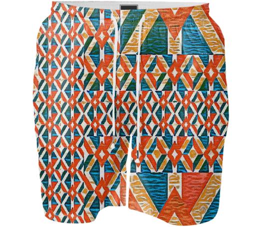 SWIM SHORT Multicolor Abstract Design