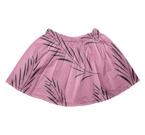 Kids artistic Skirt pink black Leaves
