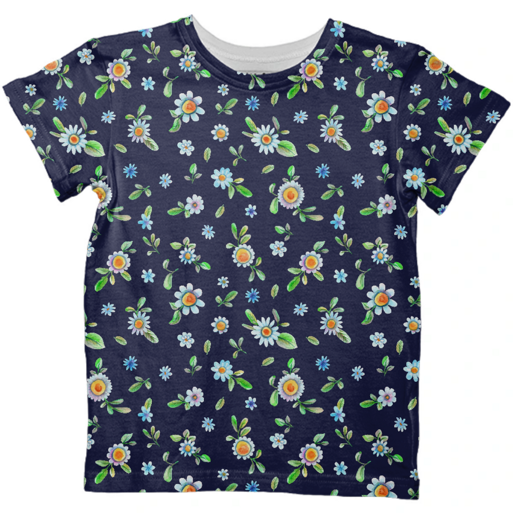 Watercolor navy floral daisies