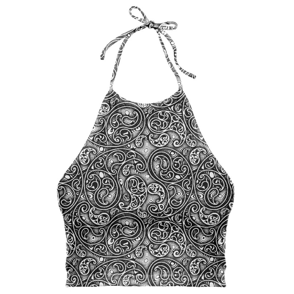 Black and White Paisley Swirls Spirals Pattern