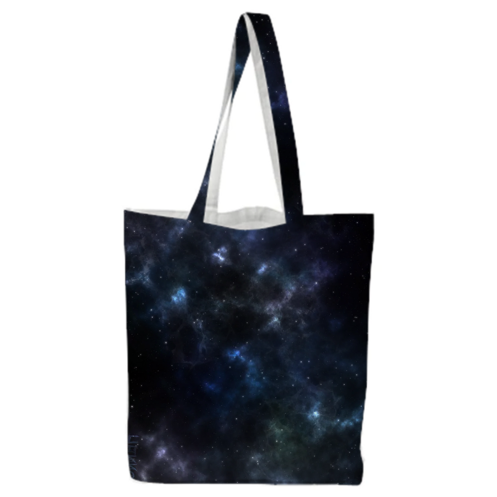 Colorful and magical, aesthetic nebula universe design blue tote bag