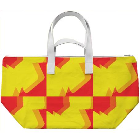 Red Yellow Squares Weekend Bag