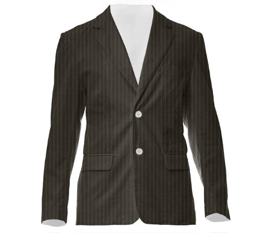 HF Brown Green Pinstripe Suit Jacket