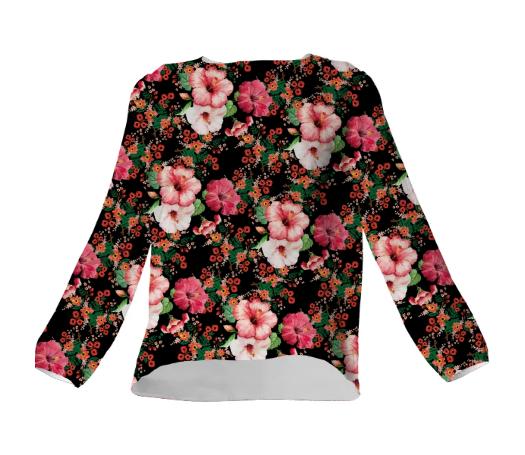 Floral Pattern Silk Top