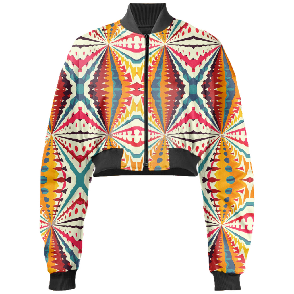Patternova Oversized Color ful pattern Bomber Jacket