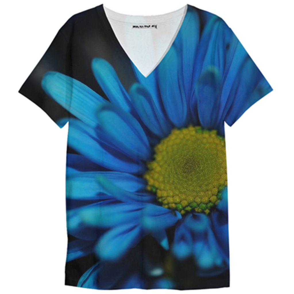 Blue Daisy V Neck Shirt