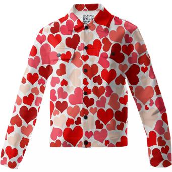 RED PINK BEIGE HEART EXPLOSION TWILL JACKET