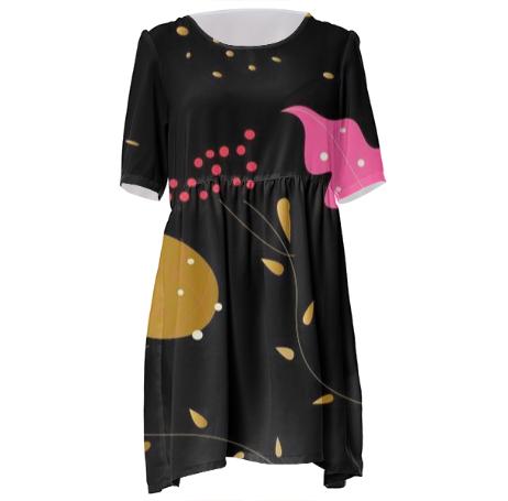 Artistic Babydoll FOLK Dress with Gold