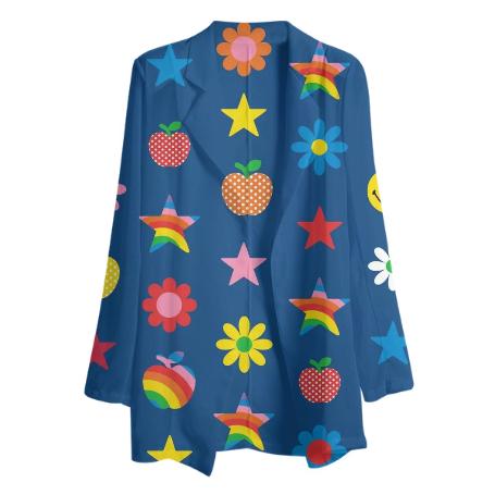 Navy Blue Charms Print Blazer