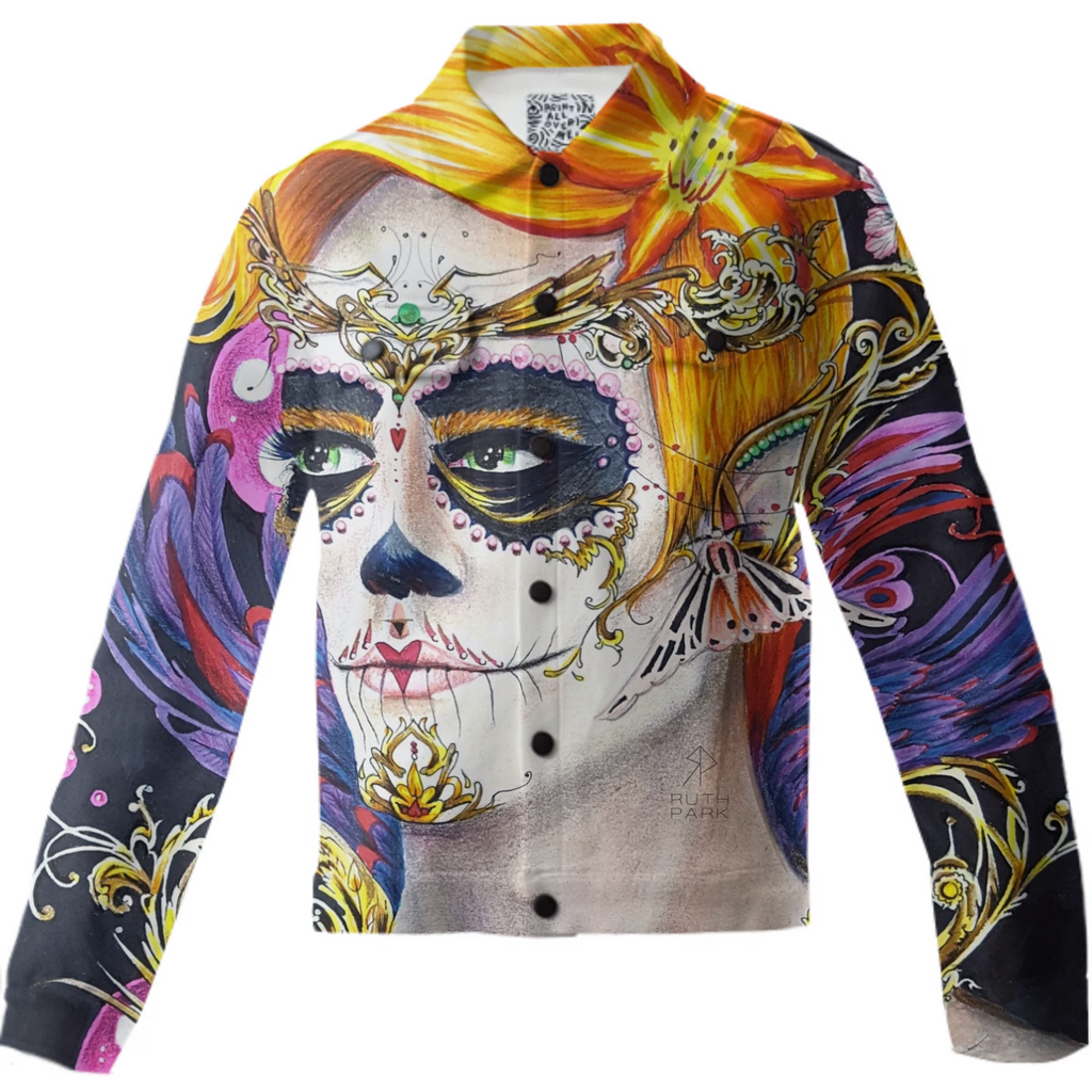 Portrait orange Day of the Dead fairy