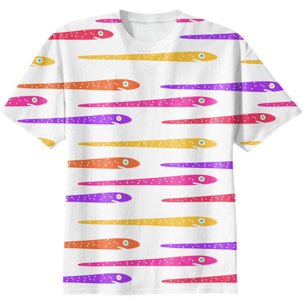 Cartoon Style Snakes Drawing Motif Pattern