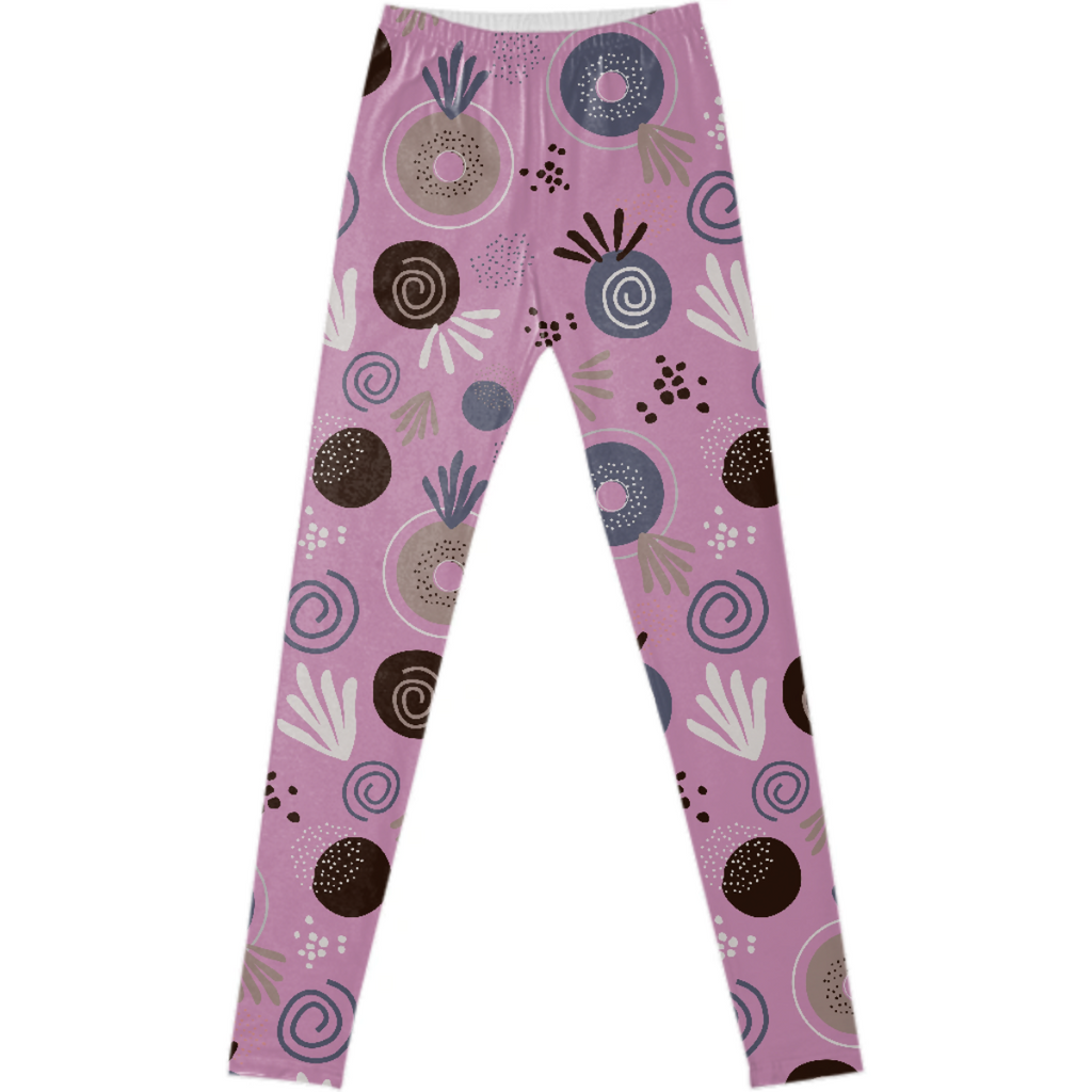 Pink abstract fancy leggings by Stikleshop