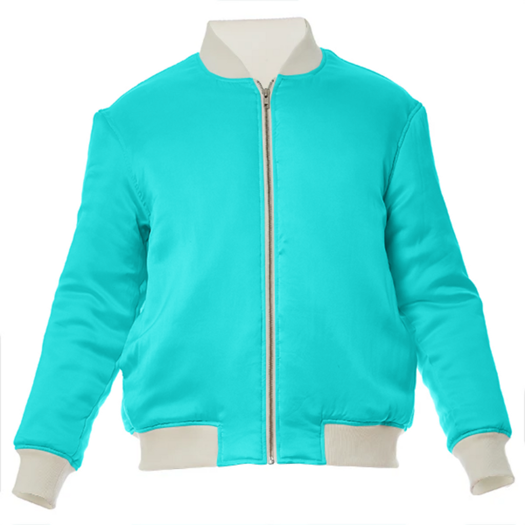 color aqua / cyan VP silk bomber jacket