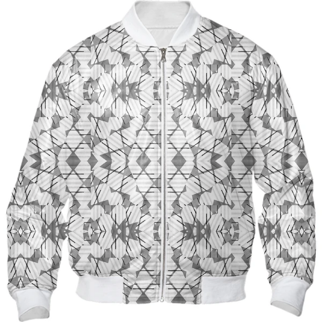 Grey and White Abstract Geometric Print