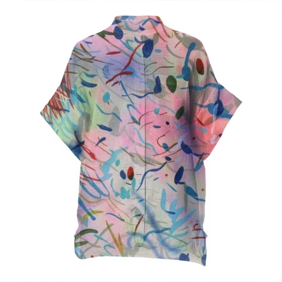 Multi Colored Boxy Linen Shirt