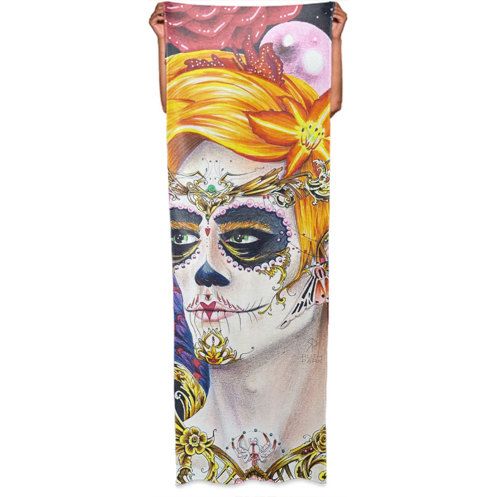 Portrait orange Day of the Dead fairy