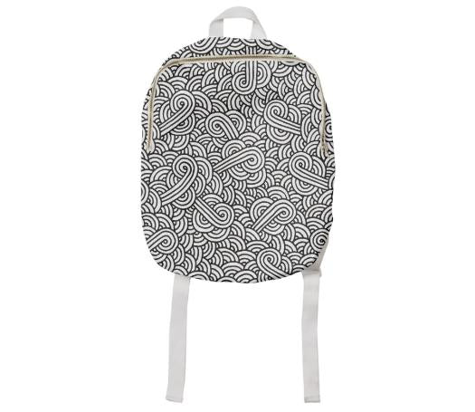 Black and white swirls doodles Kids Backpack