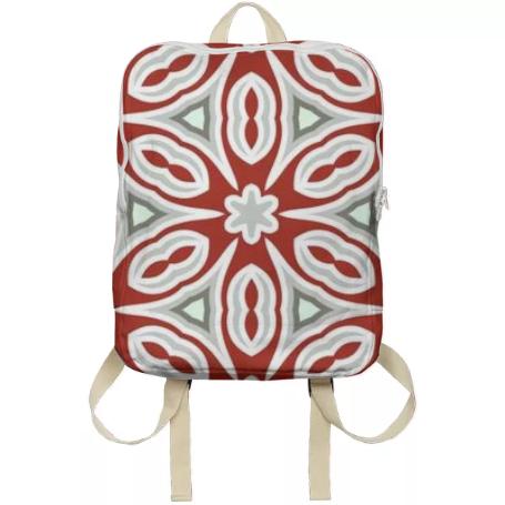 Red and Grey Geometric Backpack