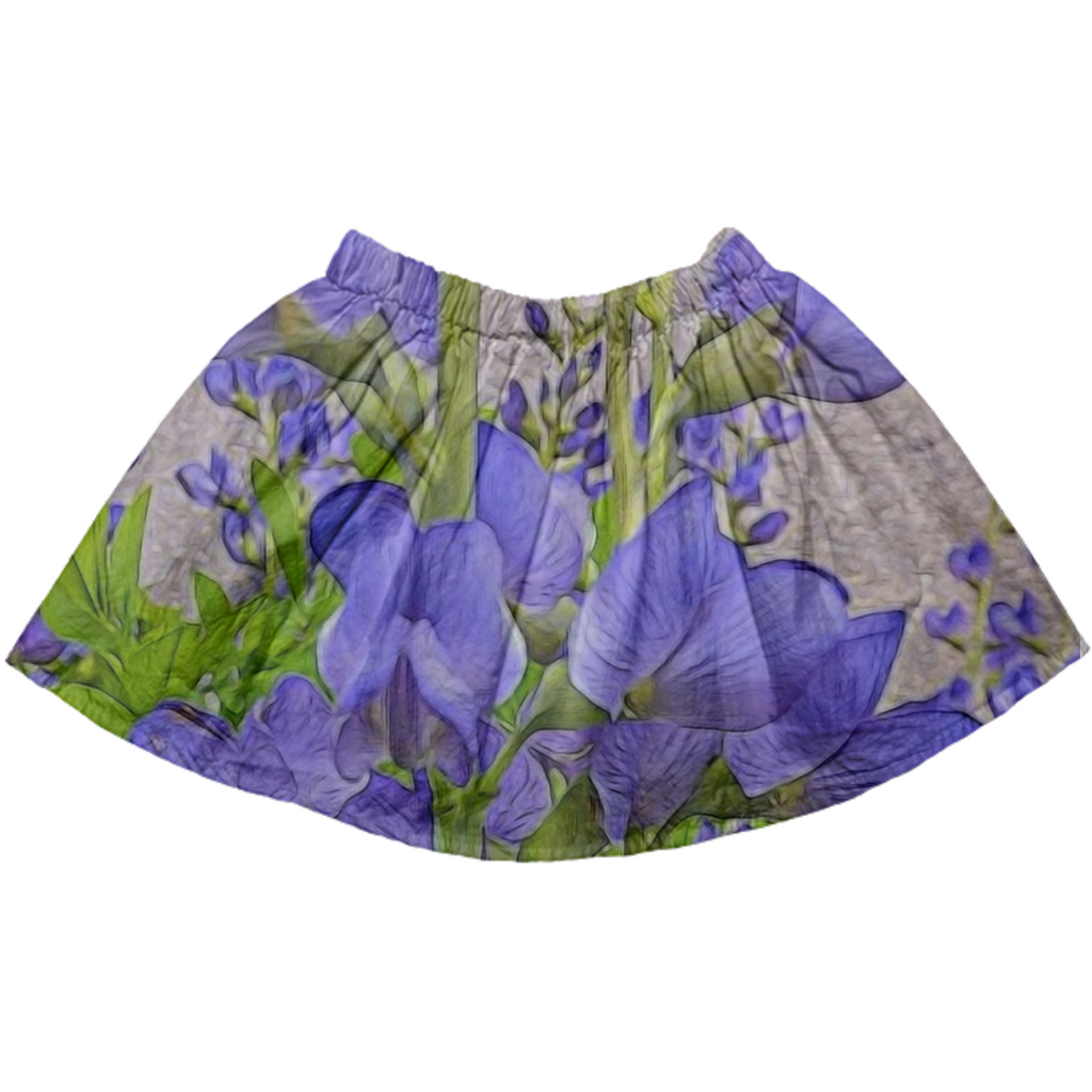 Purple Flowers Kids Full Skirt