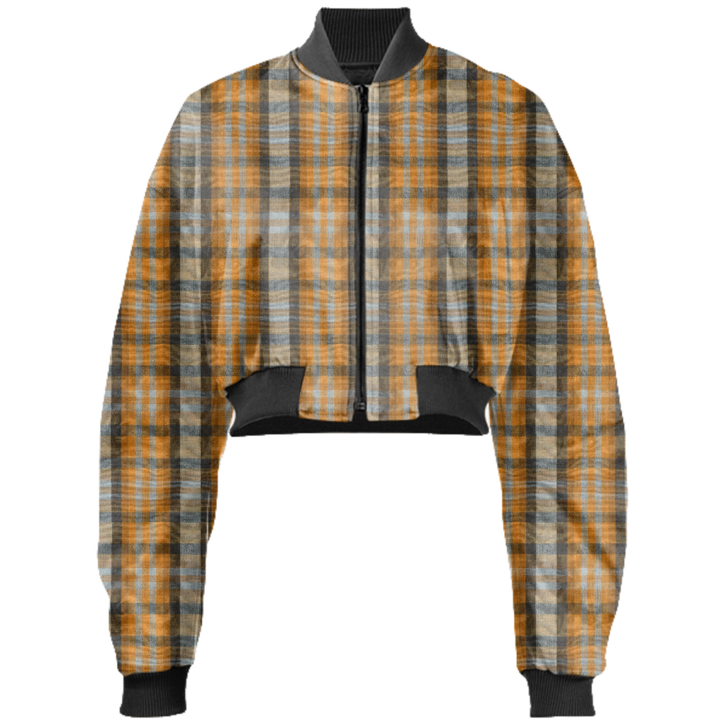 Princeton 1986 Plaid Cropped Bomber Jacket