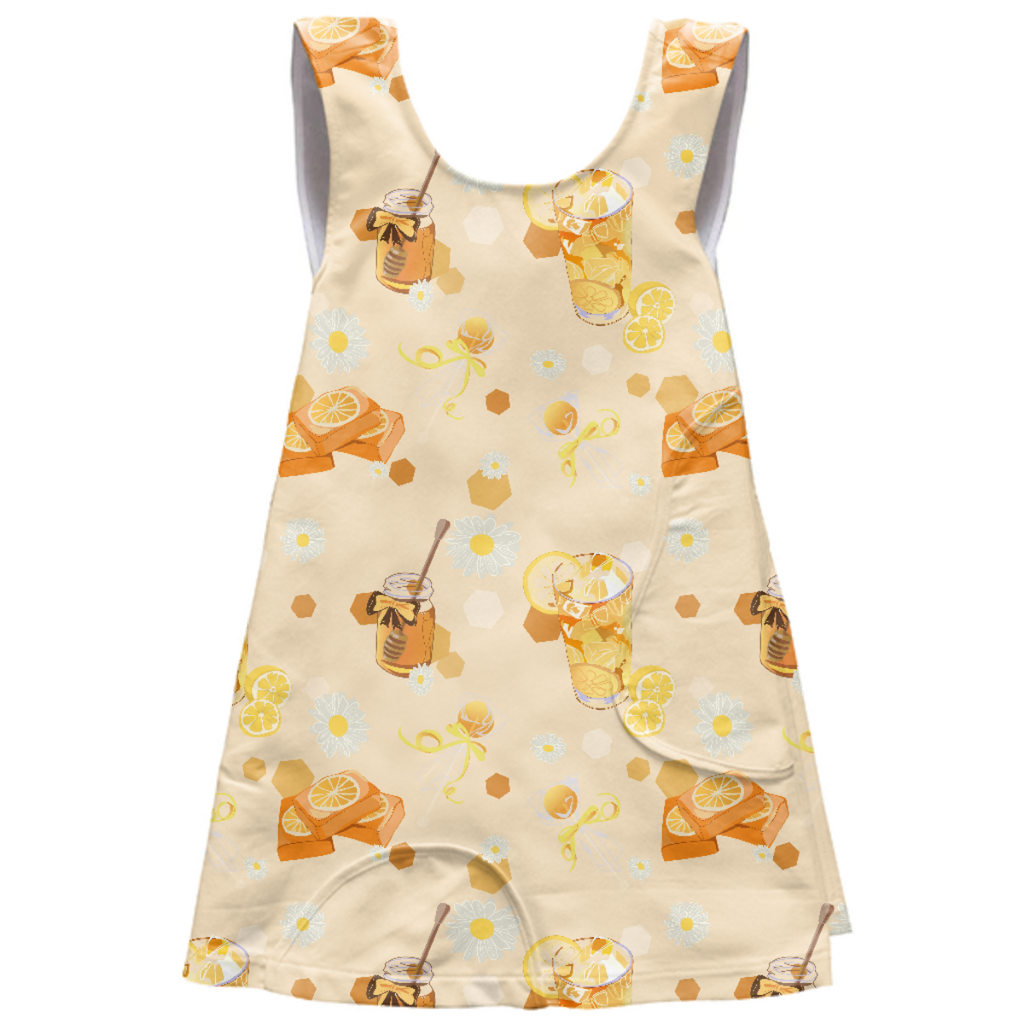 Cute Food Pattern Honey & Lemon Kids Apron Dress