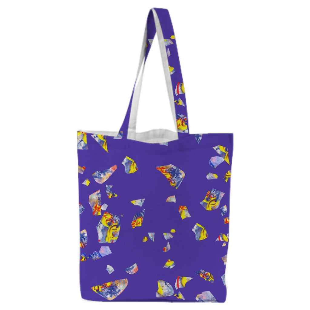 Hand-painted abstract terrazzo on purple blue