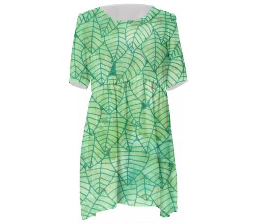 Green foliage Babydoll Dress