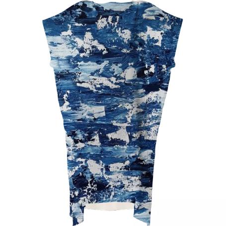 Blue Abstract Ocean Waves Dress