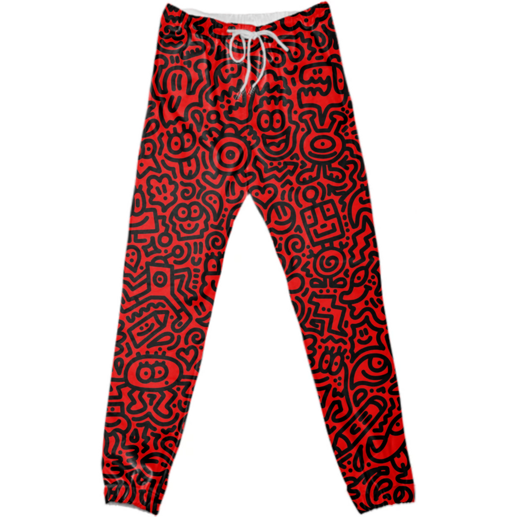 trousers black on red