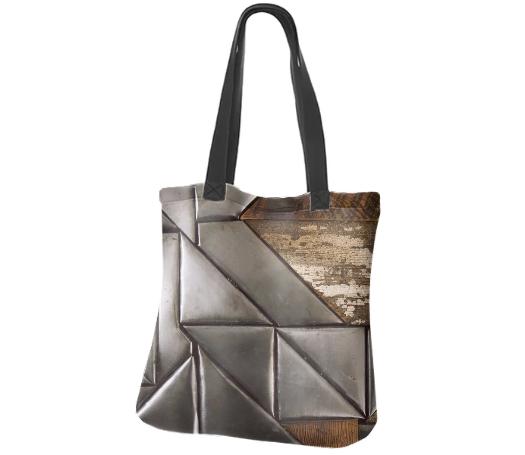 steel and wood quilt neoprene tote