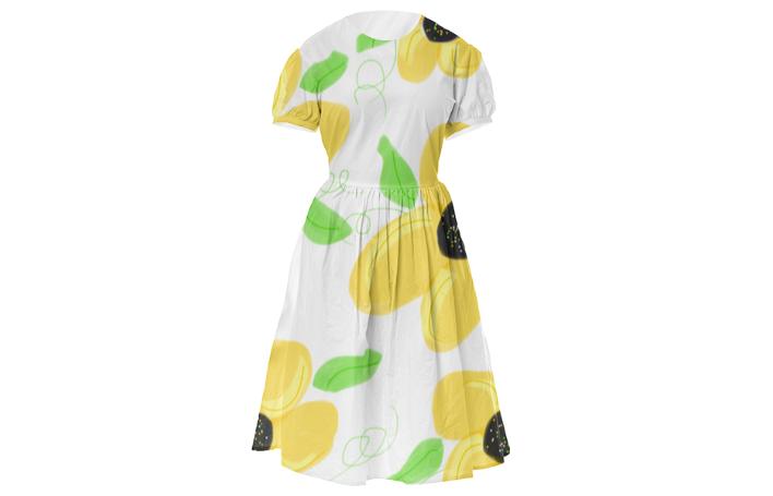 Lemon Yellow Flowered Dress
