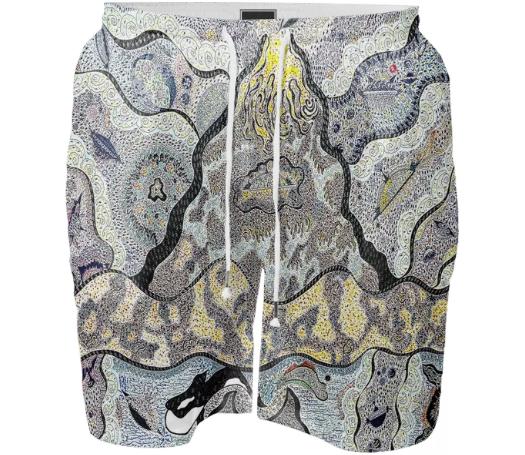 Cosmic Spaceship Volcano Swim Shorts